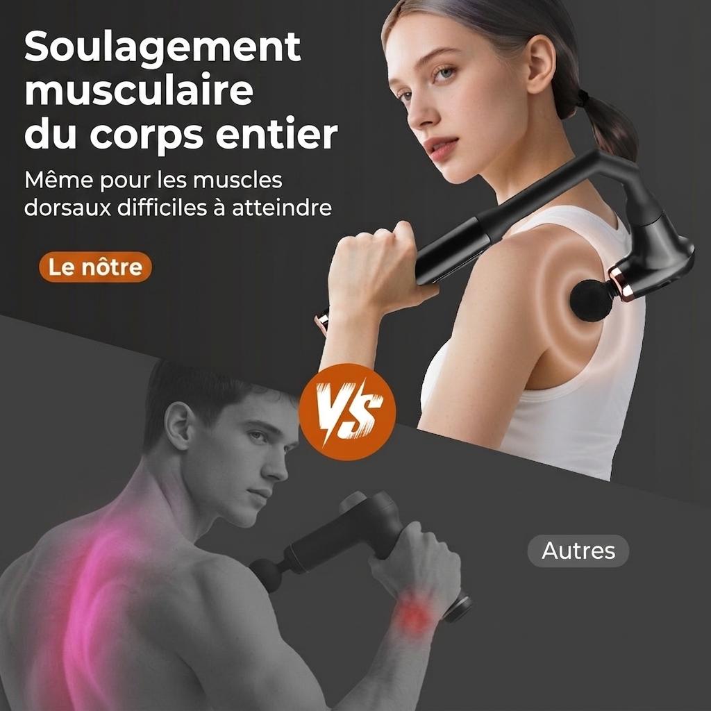 Pistolet de massage à percussion à poignée allongée pour massage en profondeur