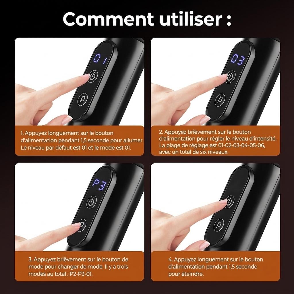 Pistolet de massage à percussion à poignée allongée pour massage en profondeur