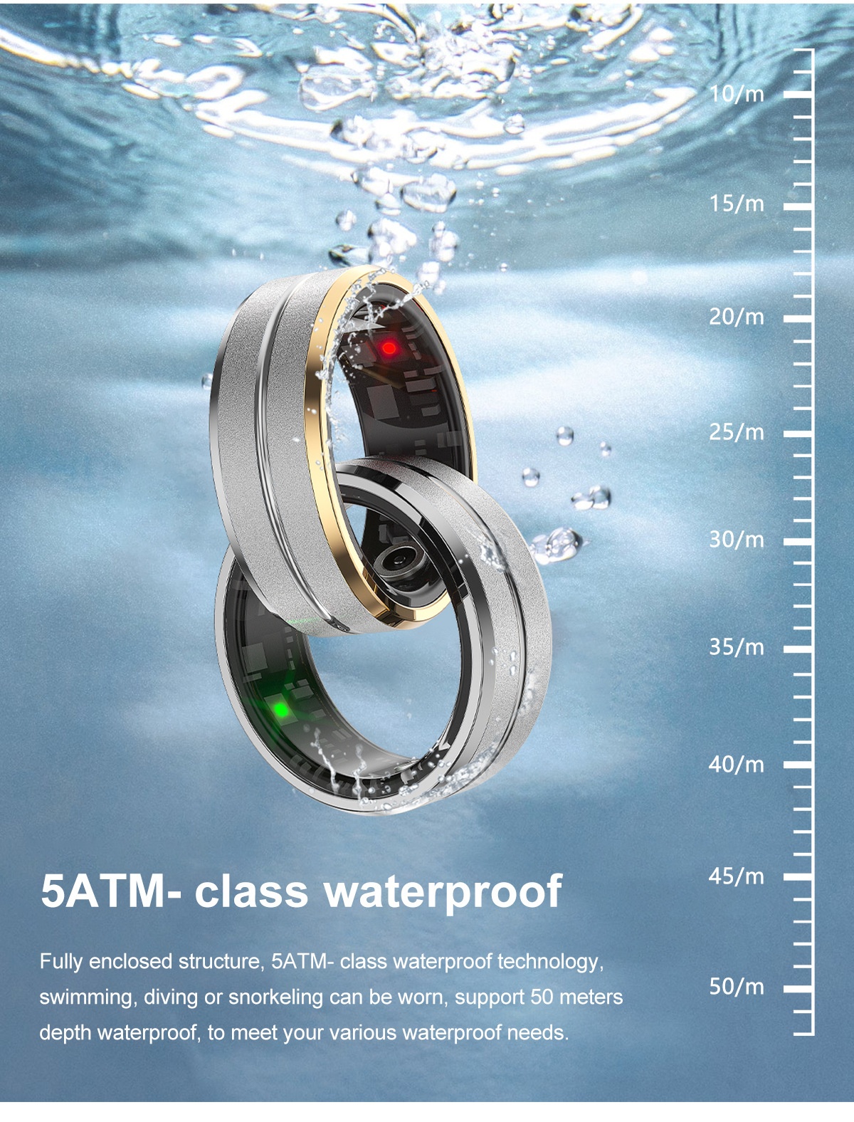 Anello intelligente per il monitoraggio della salute: sonno, frequenza cardiaca, saturazione di ossigeno, attività e altro ancora.