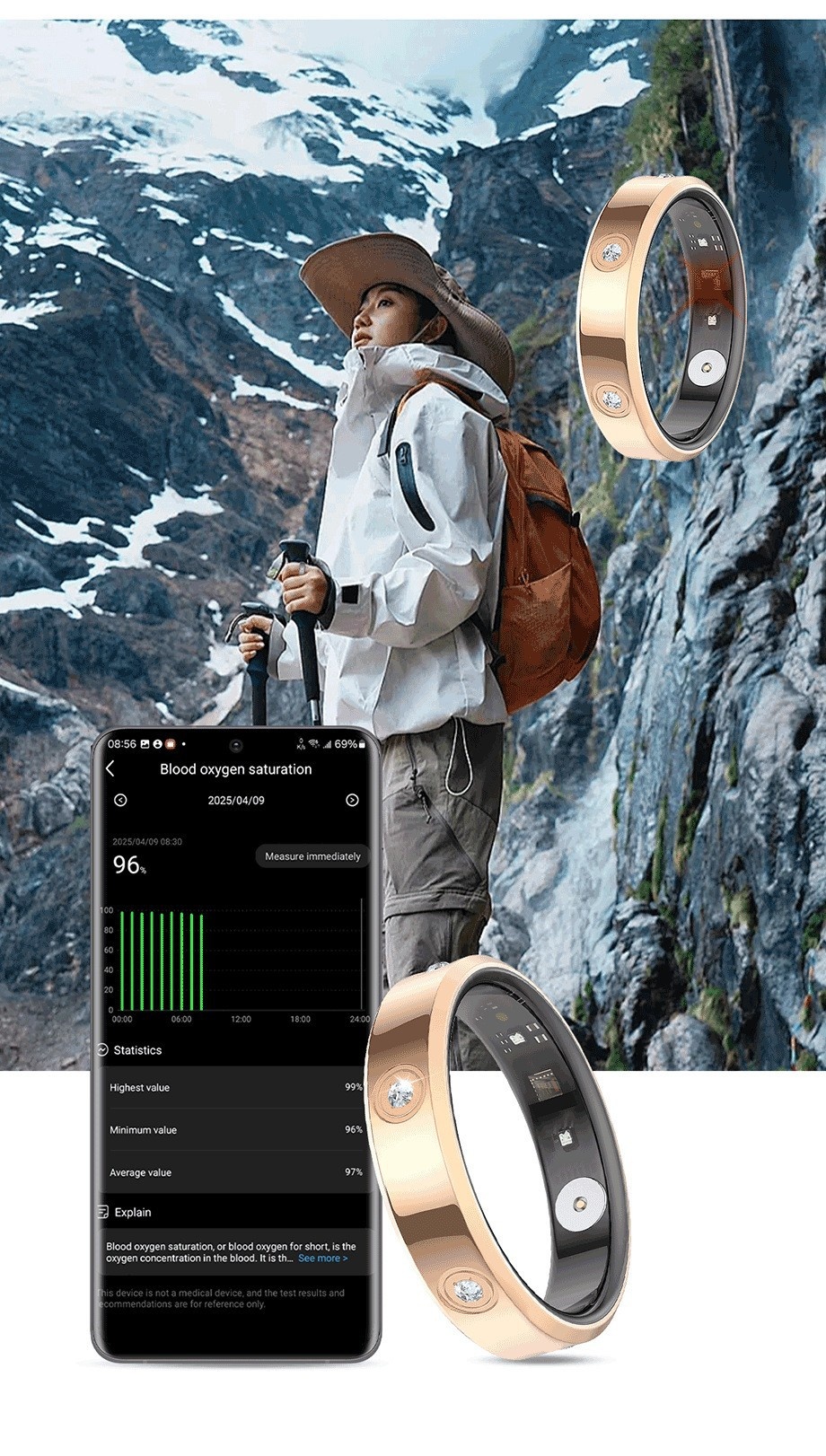 Anello intelligente per la salute HR01 - Monitoraggio dell'attività fisica e del sonno