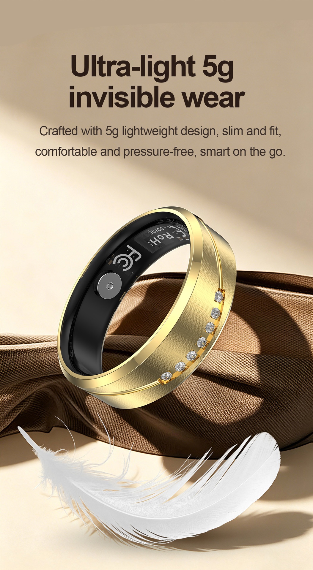 Anello intelligente con vibrazione AI: tracker per la salute con monitoraggio del sonno e della frequenza cardiaca