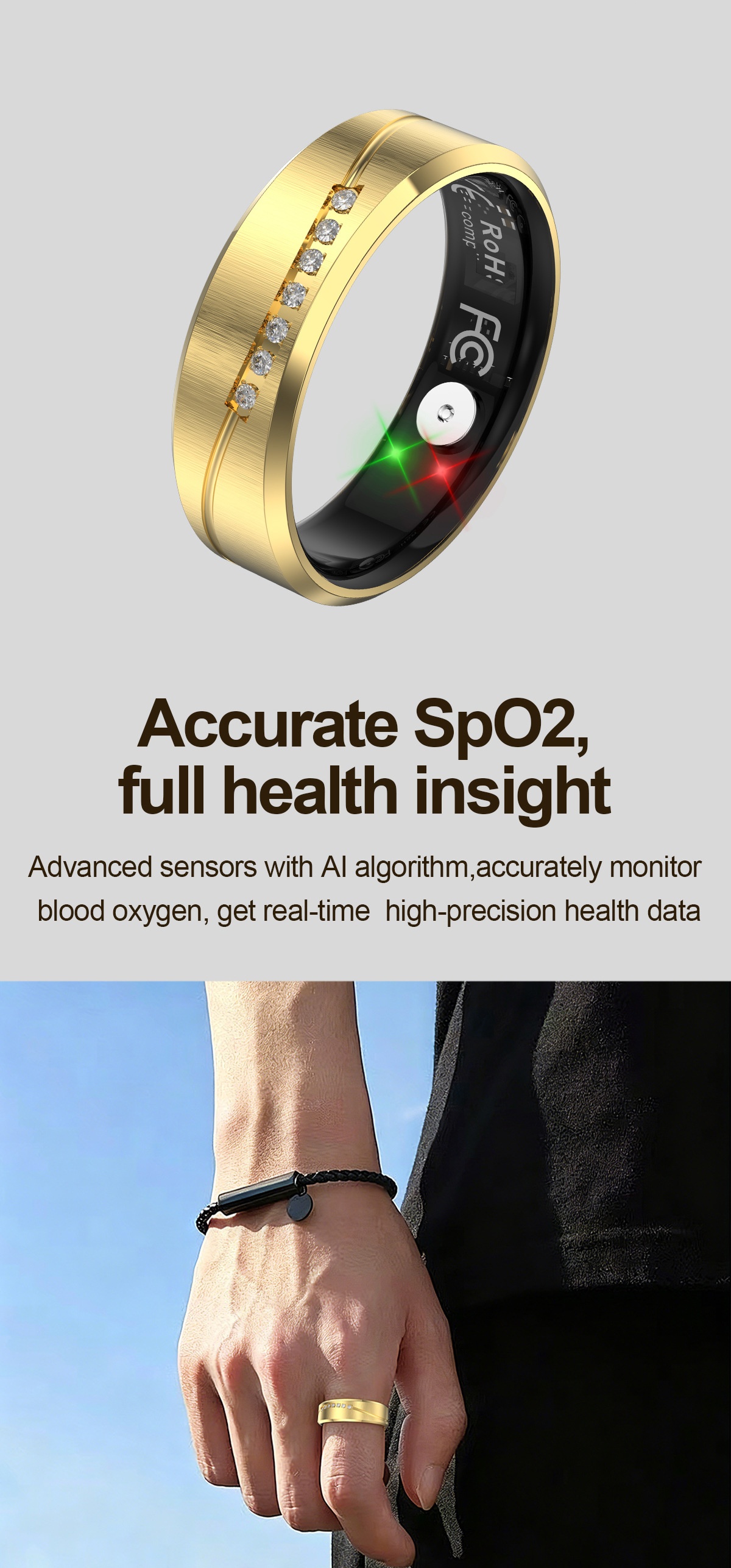 Anello intelligente con vibrazione AI: tracker per la salute con monitoraggio del sonno e della frequenza cardiaca
