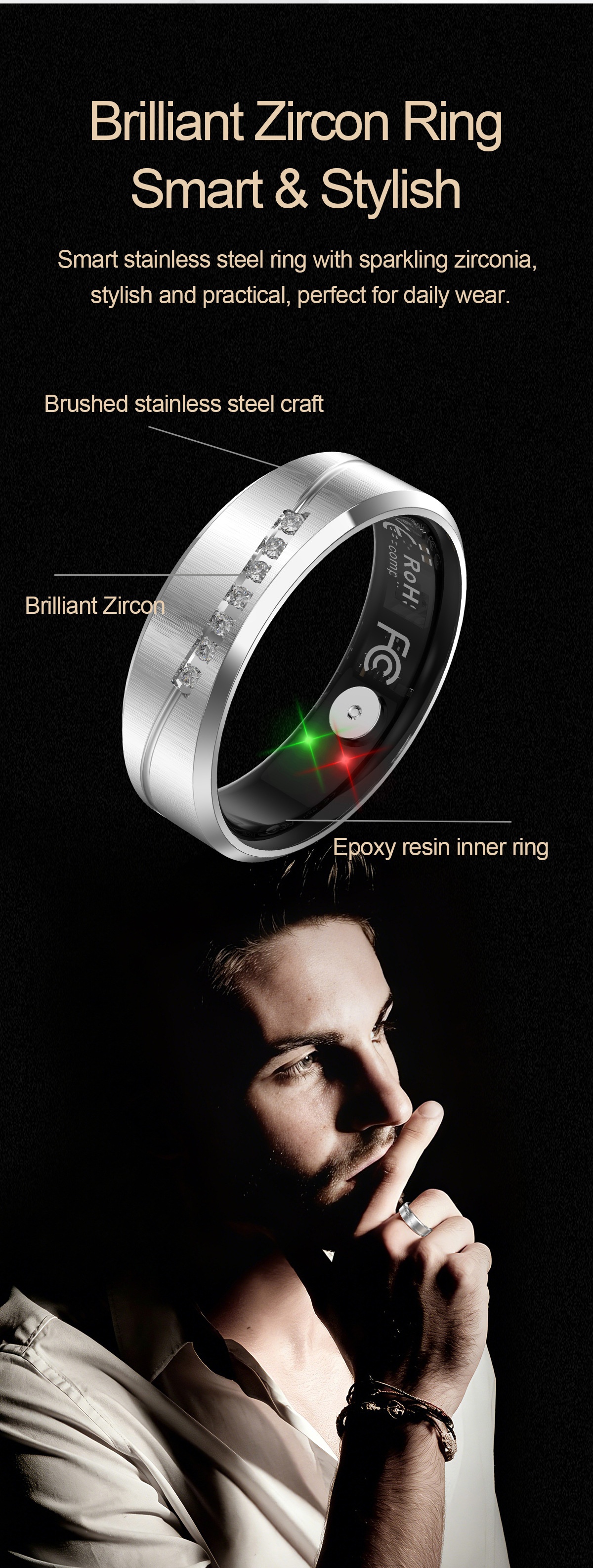 Anello intelligente con vibrazione AI: tracker per la salute con monitoraggio del sonno e della frequenza cardiaca
