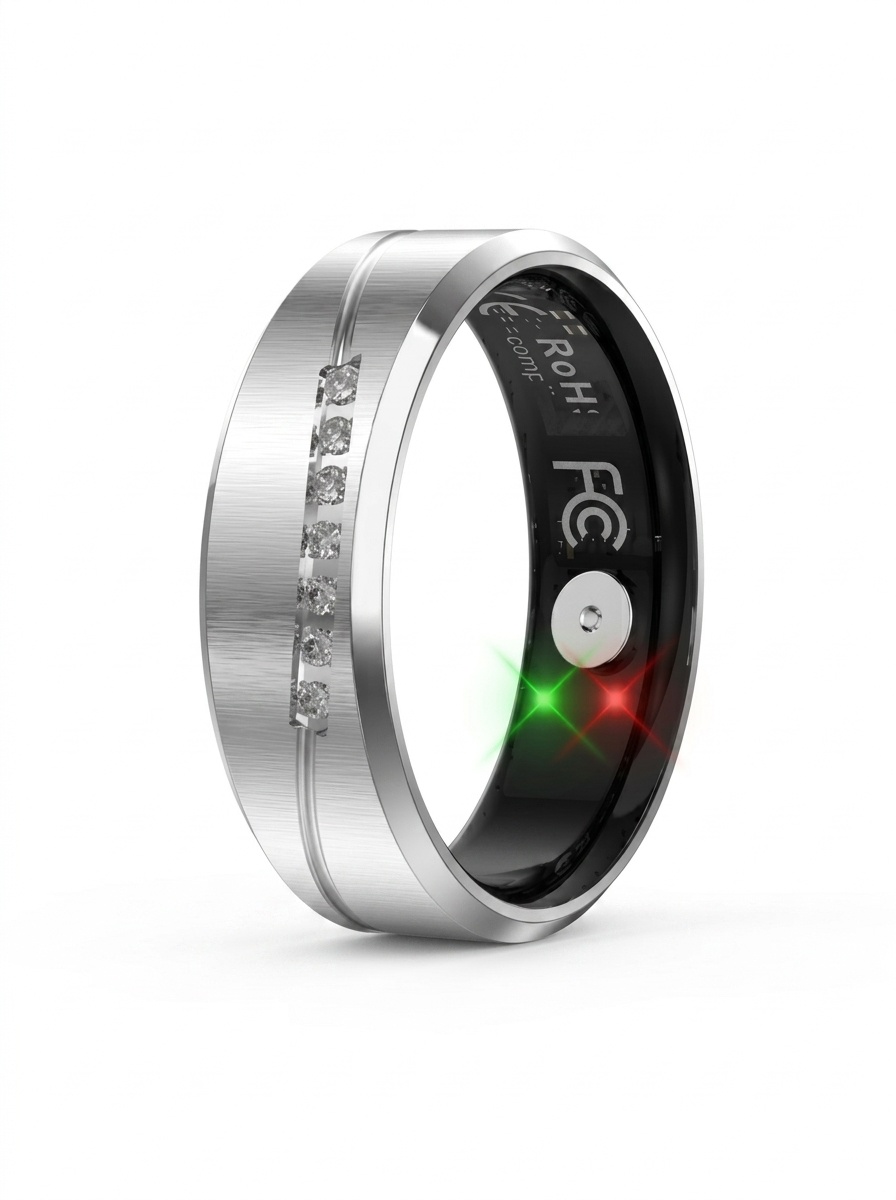 Anillo inteligente con vibración e IA: monitor de salud con seguimiento del sueño y la frecuencia cardíaca.