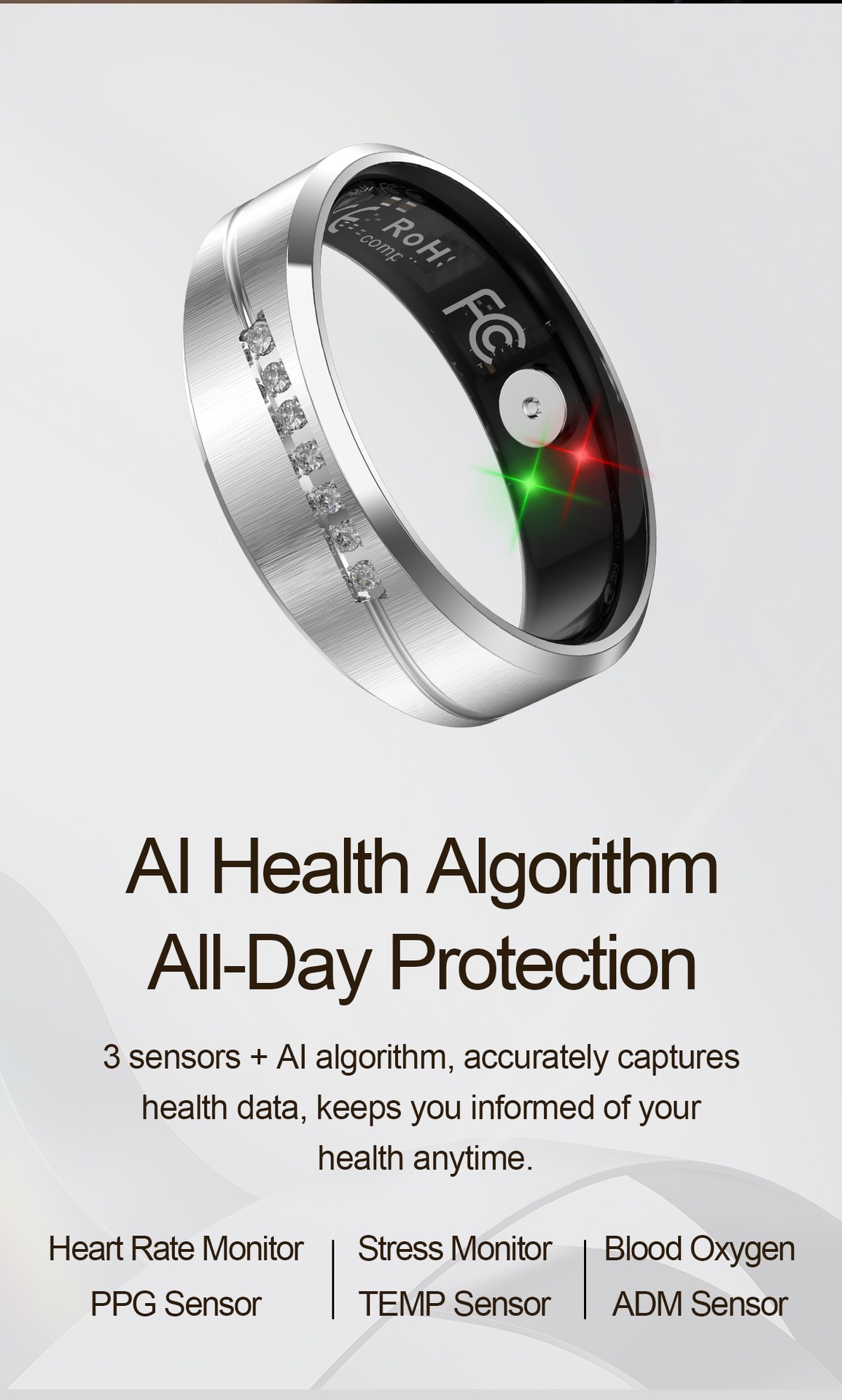 Anello intelligente con vibrazione AI: tracker per la salute con monitoraggio del sonno e della frequenza cardiaca