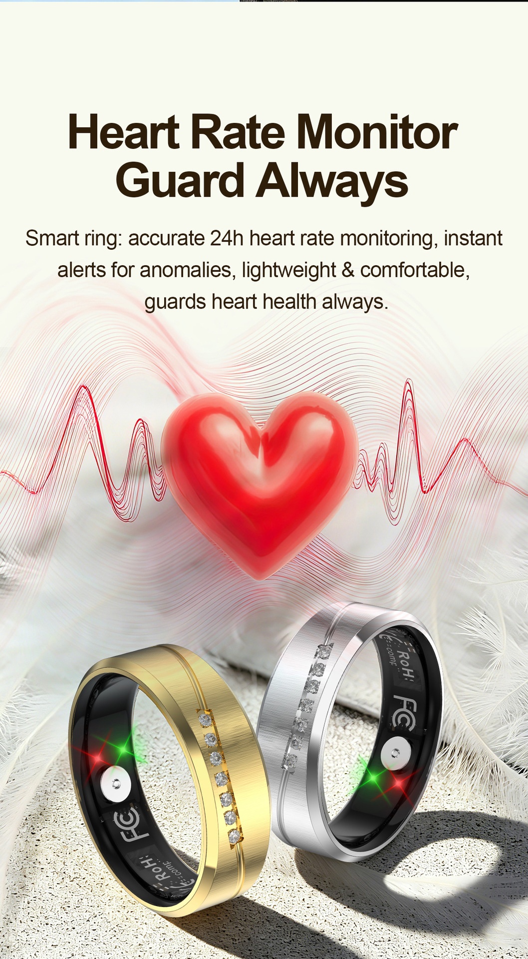 Anello intelligente con vibrazione AI: tracker per la salute con monitoraggio del sonno e della frequenza cardiaca