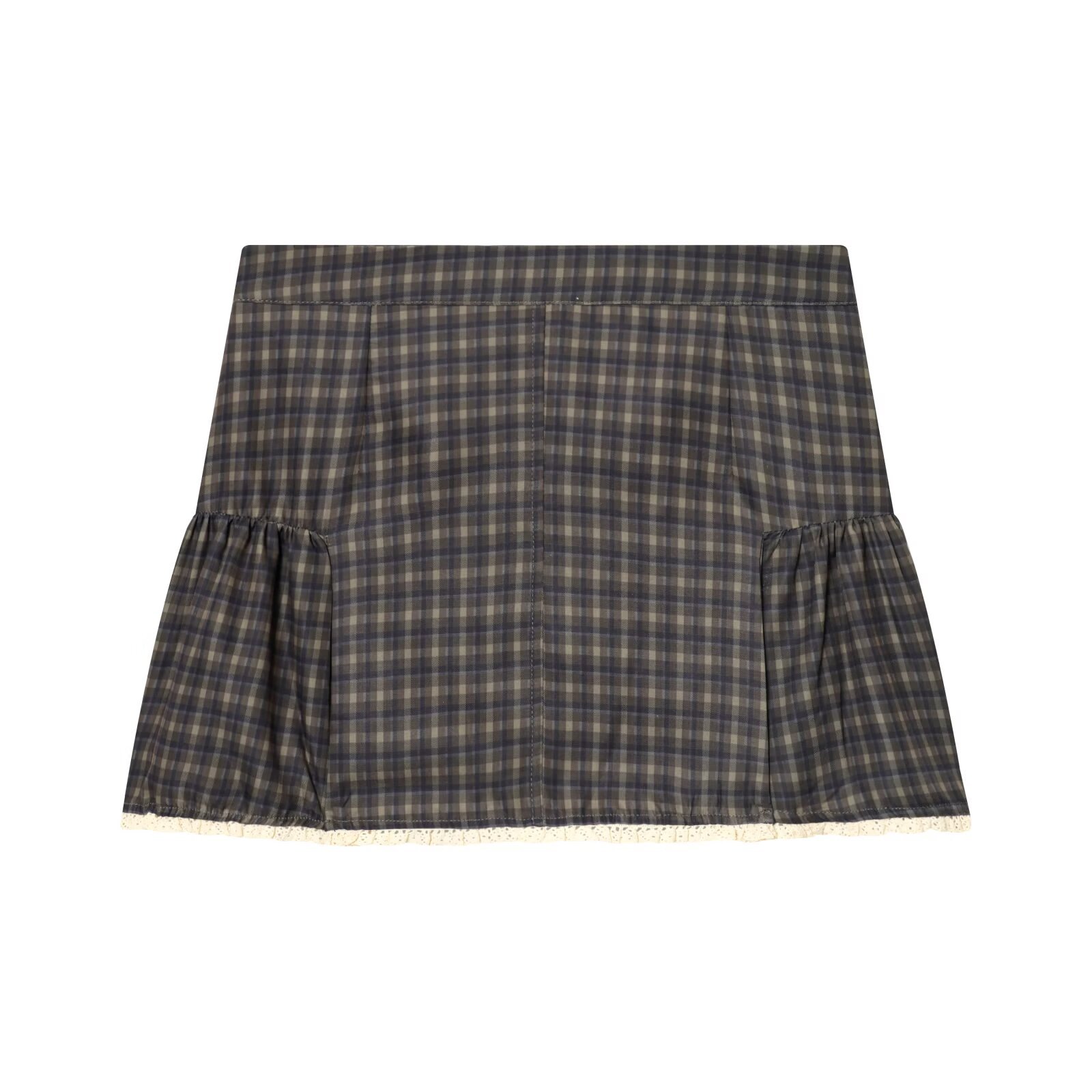 Women's Plaid Lace Mini Skirt - Versatile & Chic KUN-00031