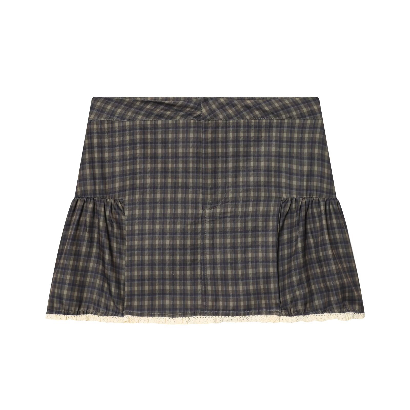 Women's Plaid Lace Mini Skirt - Versatile & Chic KUN-00031