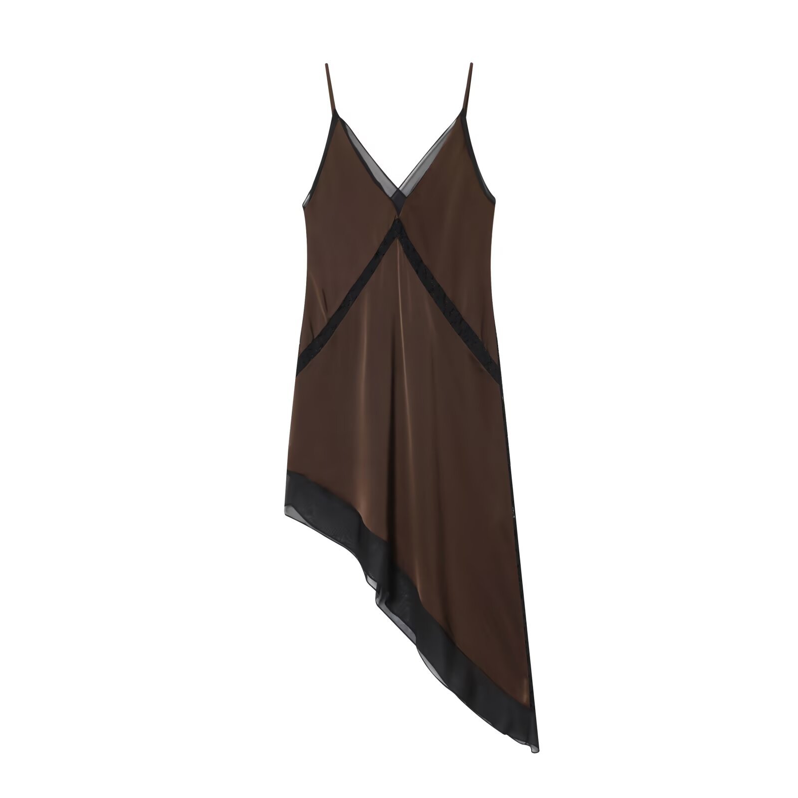 Vestido midi de satén asimétrico elegante KUN-00016