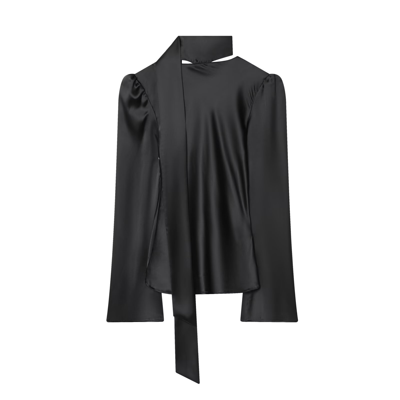 Silk Satin Blouse Scarf Top - European Chic Style KUN-00043