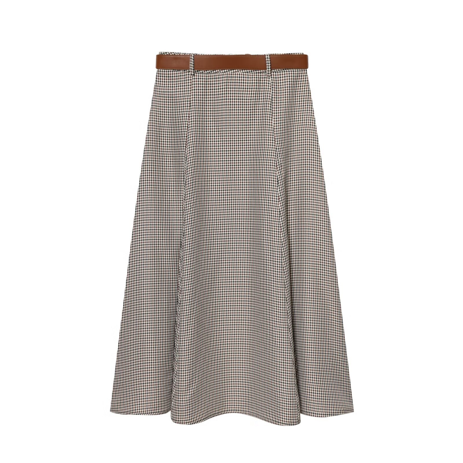 Houndstooth Belted Cape Midi Dress KUN-00010