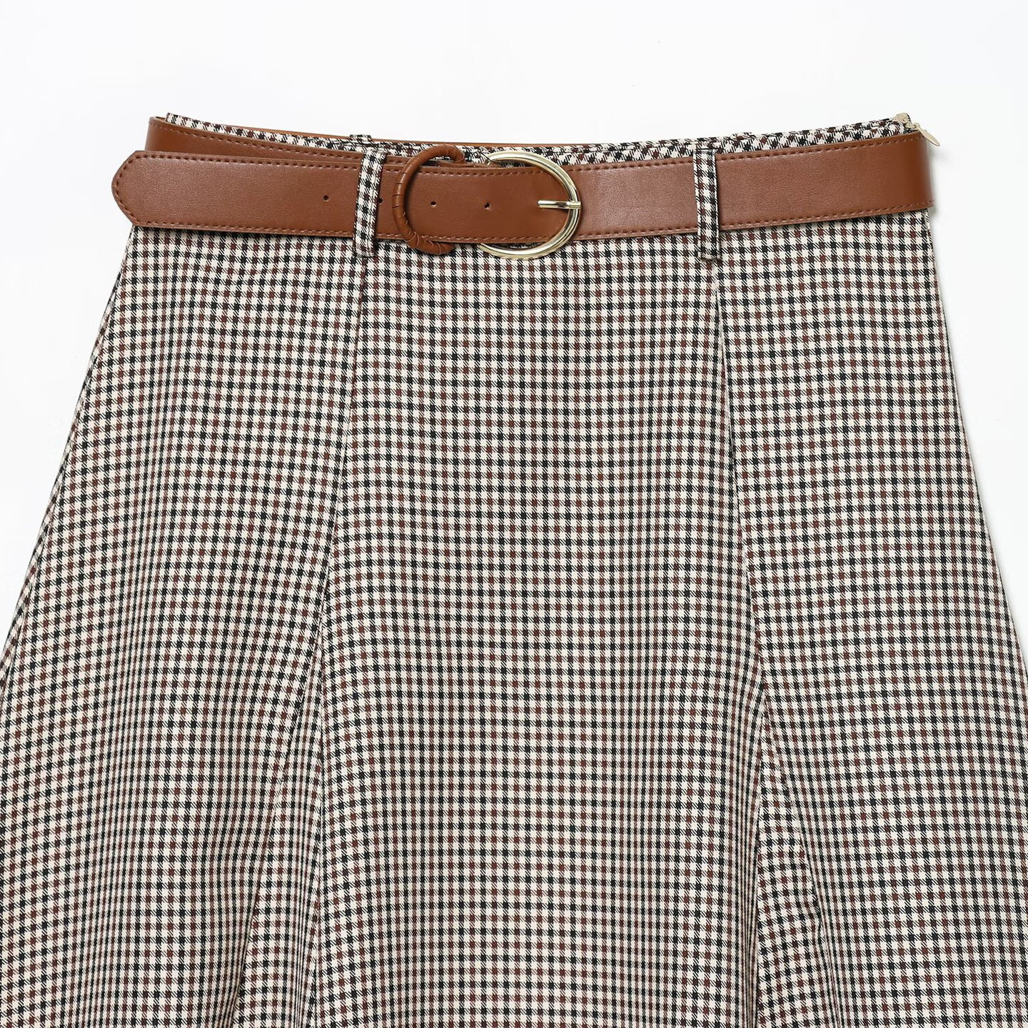 Houndstooth Belted Cape Midi Dress KUN-00010