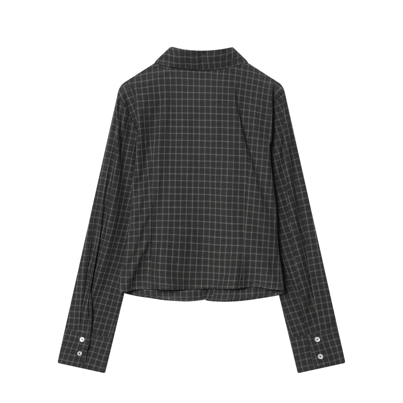 Damen-Karo-Top mit Raffungen und schmaler Passform KUN-00038