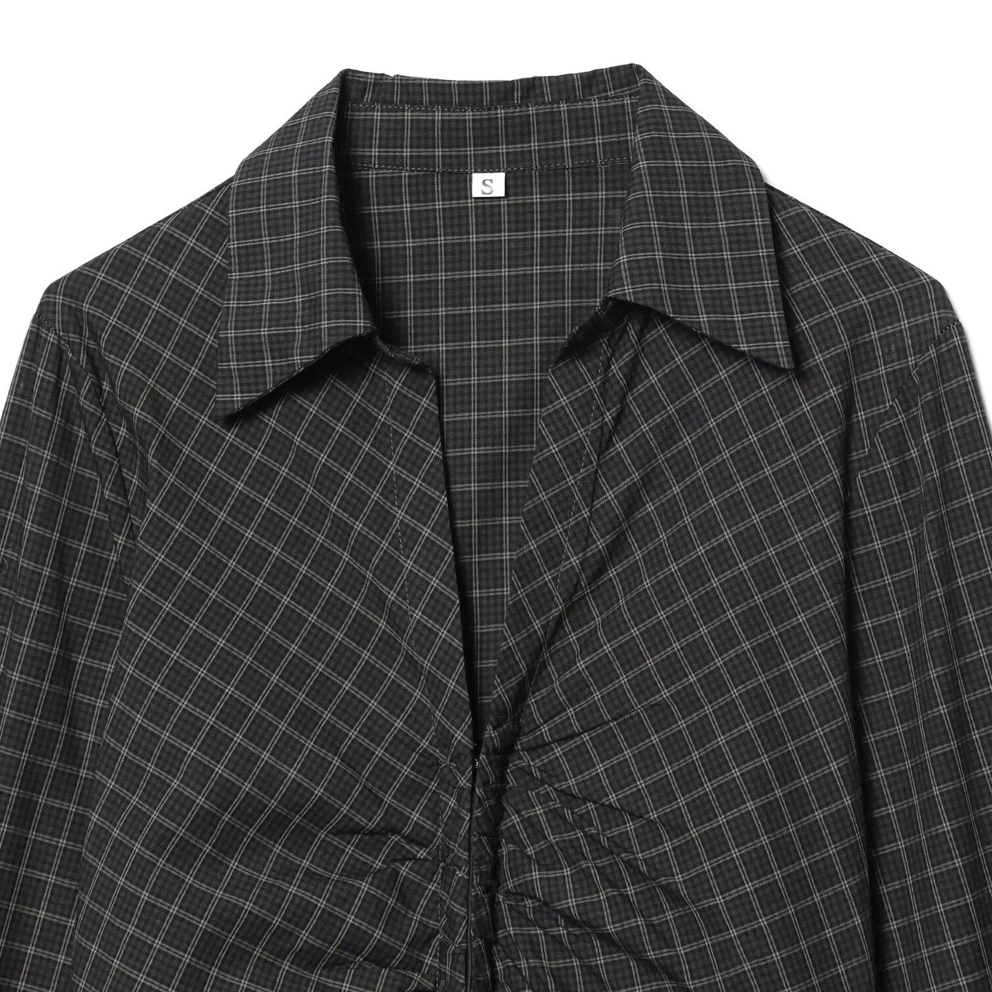 Damen-Karo-Top mit Raffungen und schmaler Passform KUN-00038