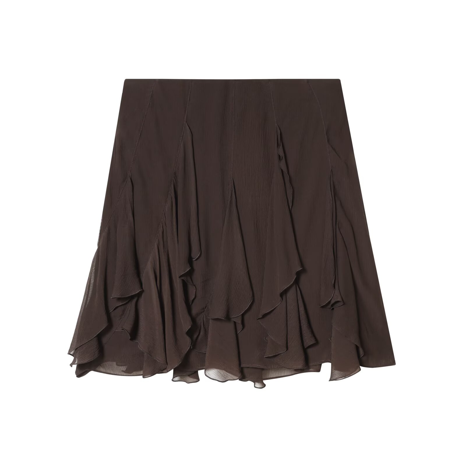 Ruffle Asymmetric Midi Skirt Women KUN-00005