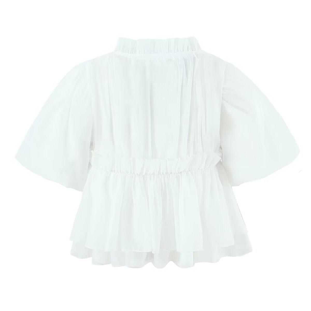 Babydoll Top Puff Sleeve Tie Front Blouse KUN-00016