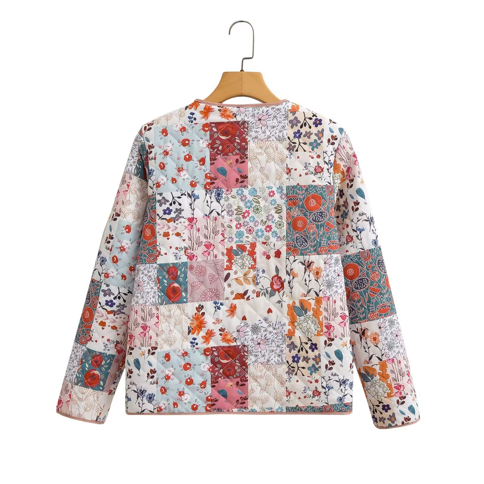 Chaqueta acolchada de algodón con estampado floral para mujer - Moda clásica KUN-00022