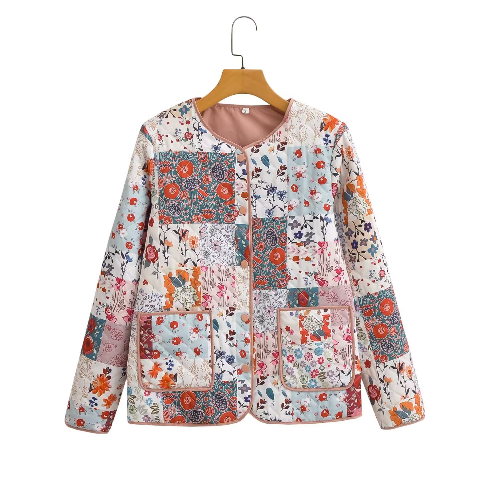 Chaqueta acolchada de algodón con estampado floral para mujer - Moda clásica KUN-00022