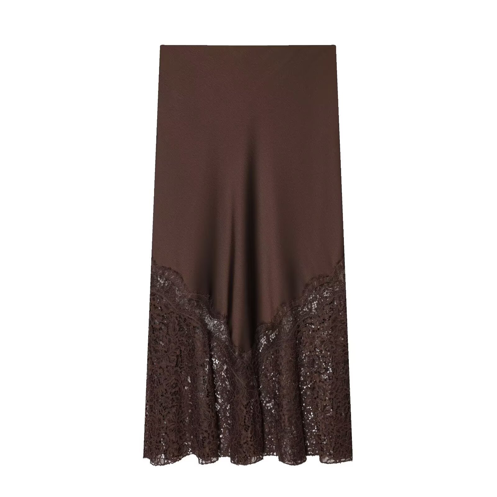Lace Trim Midi Skirt - Elegant & Versatile KUN-00023