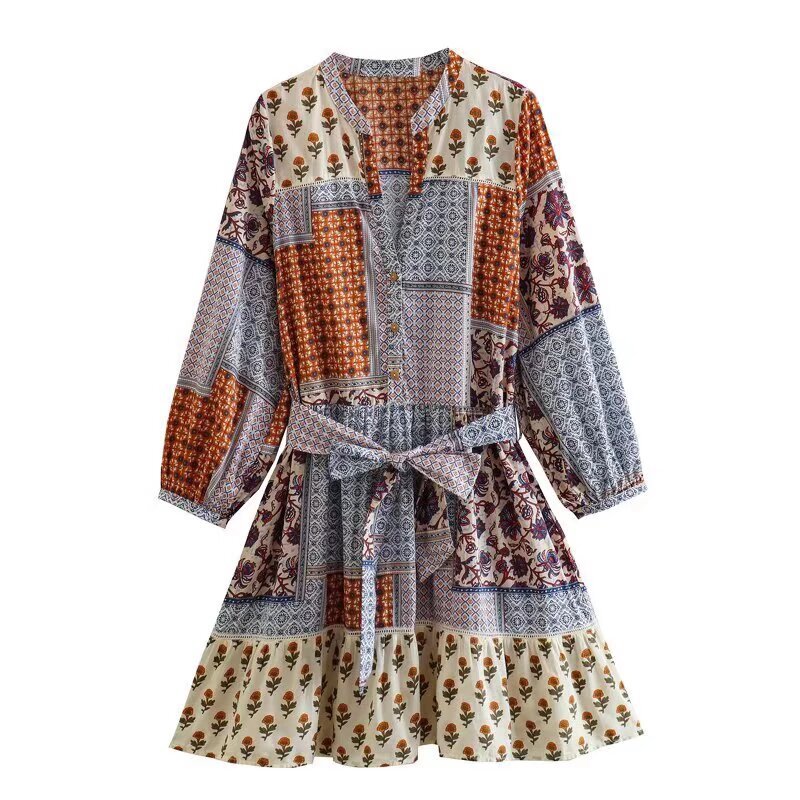 Vestido camisero con cinturón - Estilo casual chic europeo KUN-00023