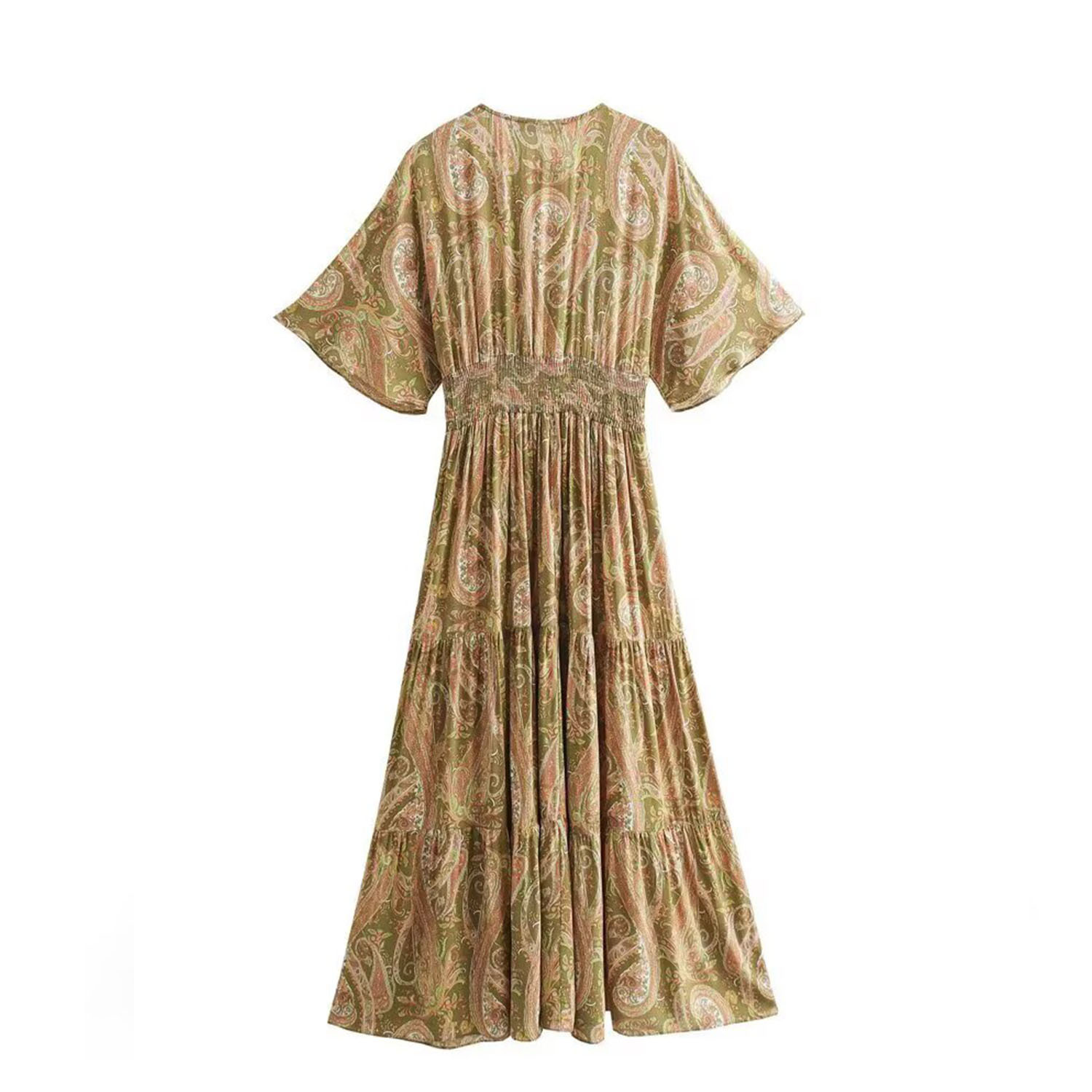 Vestido midi clásico y versátil con estampado paisley KUN-00012