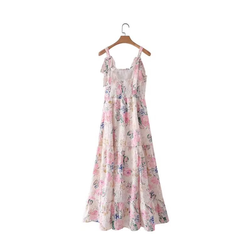 Embroidered Floral Dress Classic Versatile Style KUN-00137