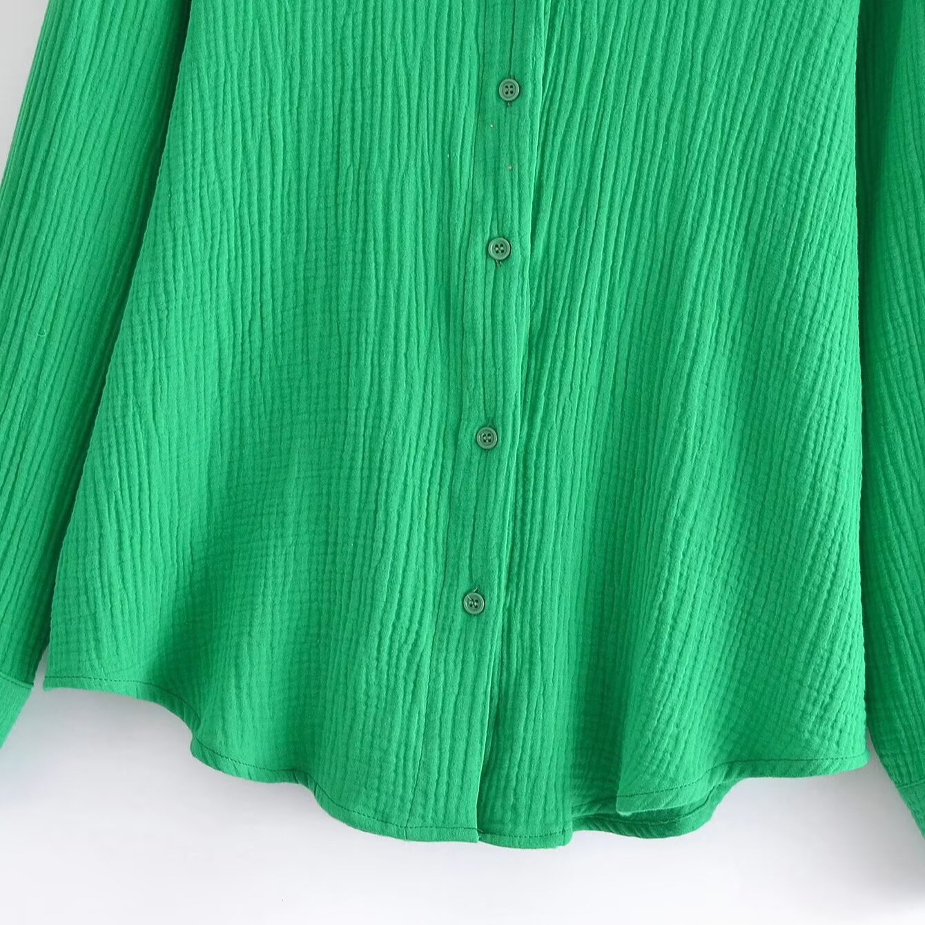 Cotton Poplin Long Sleeve Shirt with Ruffled Collar KUN-00015