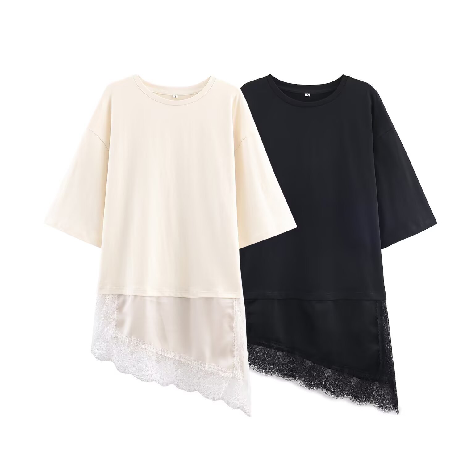 Lace Patchwork T-Shirt - Trendy European Style KUN-00020