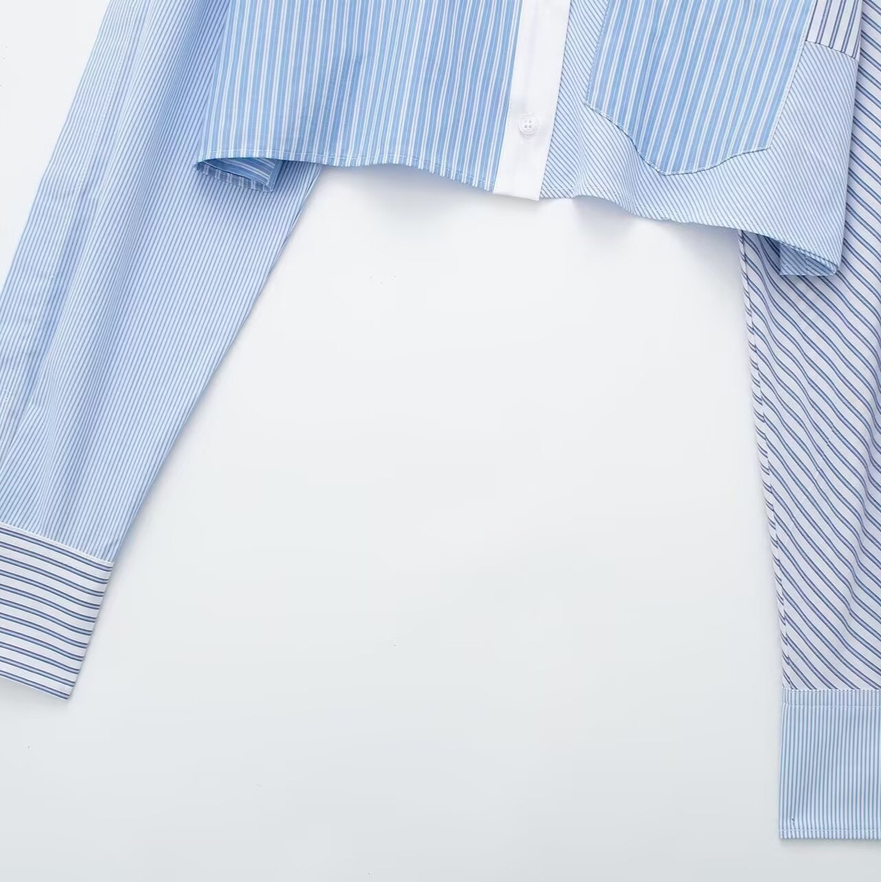 Striped Patchwork Long Sleeve Shirt - Trendy Women's Top KUN-00031