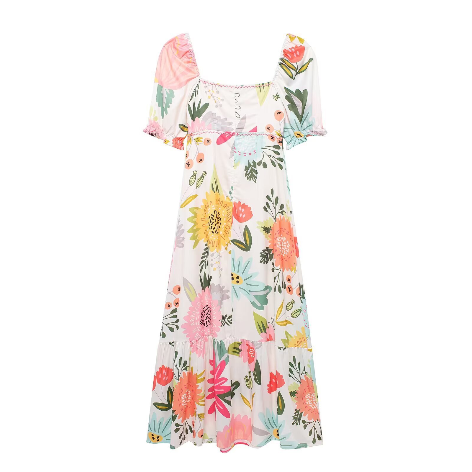 Vestido casual con bordado floral para mujer, elegante y clásico KUN-00100