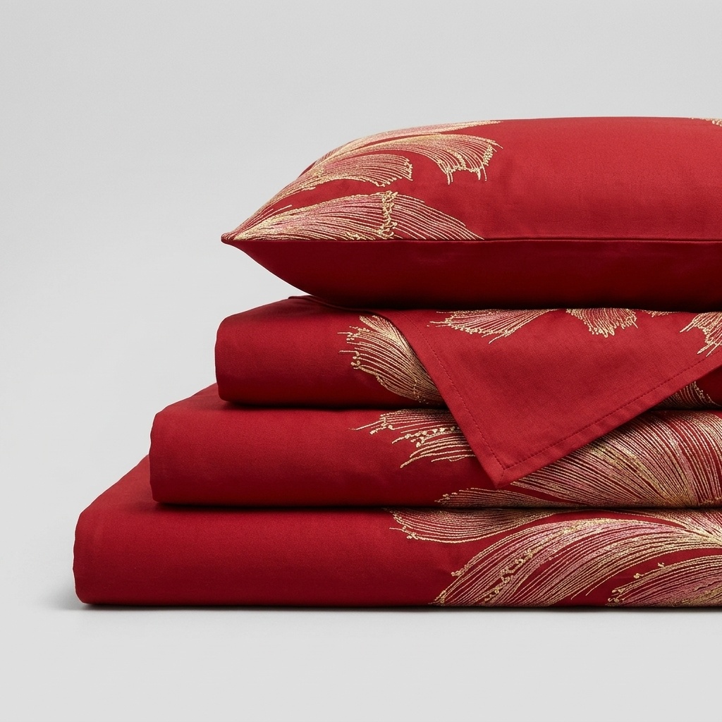 Luxury Embroidered Cotton 4-Piece Bedding Set - Elegant Floral Duvet Cover