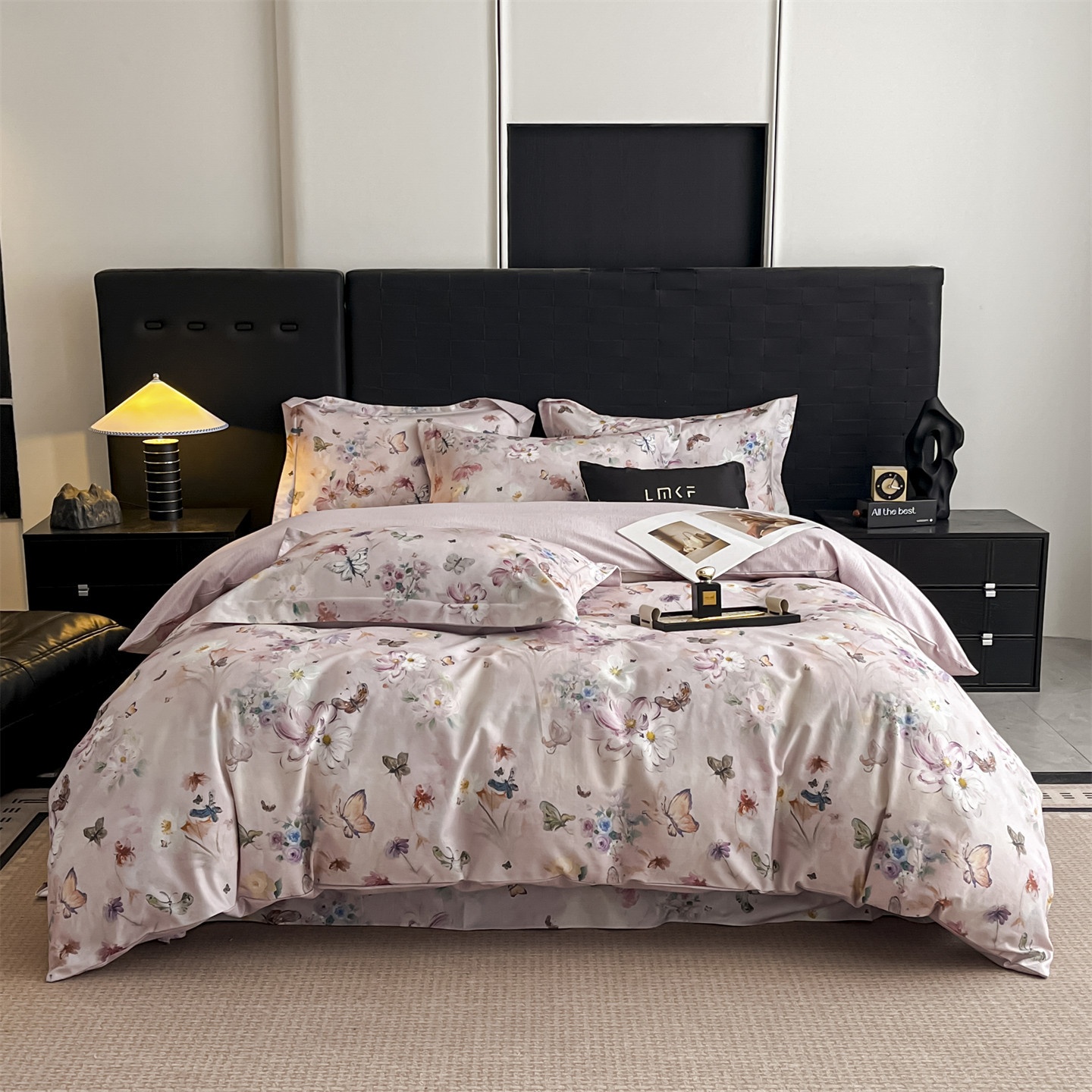 Premium Floral Print Bedding 4-Piece Set - Soft Cotton Duvet Cover