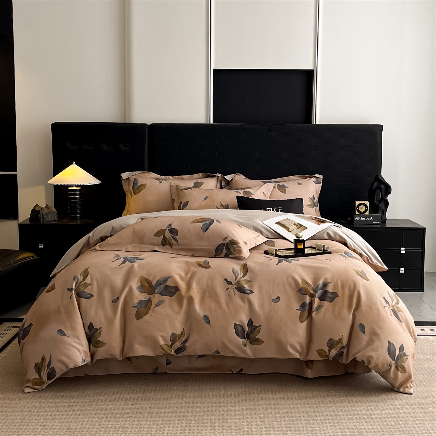 Premium Floral Print Bedding 4-Piece Set - Soft Cotton Duvet Cover