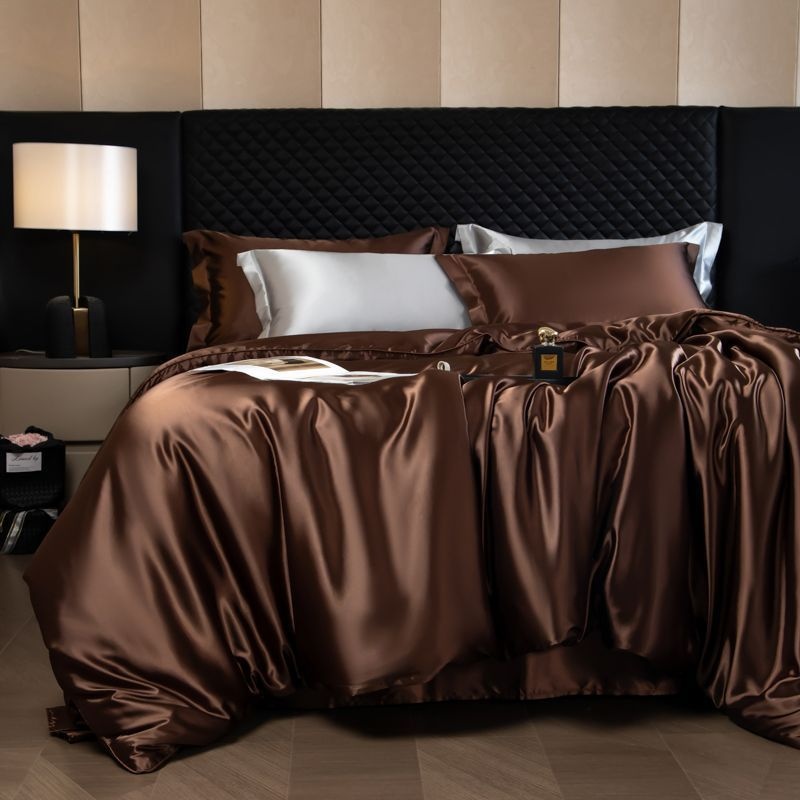 Luxury Mulberry Silk 4-Piece Bedding Set - Premium Soft Satin Duvet Cover