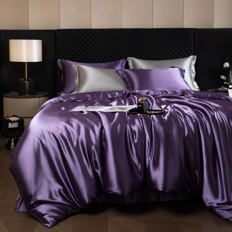 Luxury Mulberry Silk 4-Piece Bedding Set - Premium Soft Satin Duvet Cover