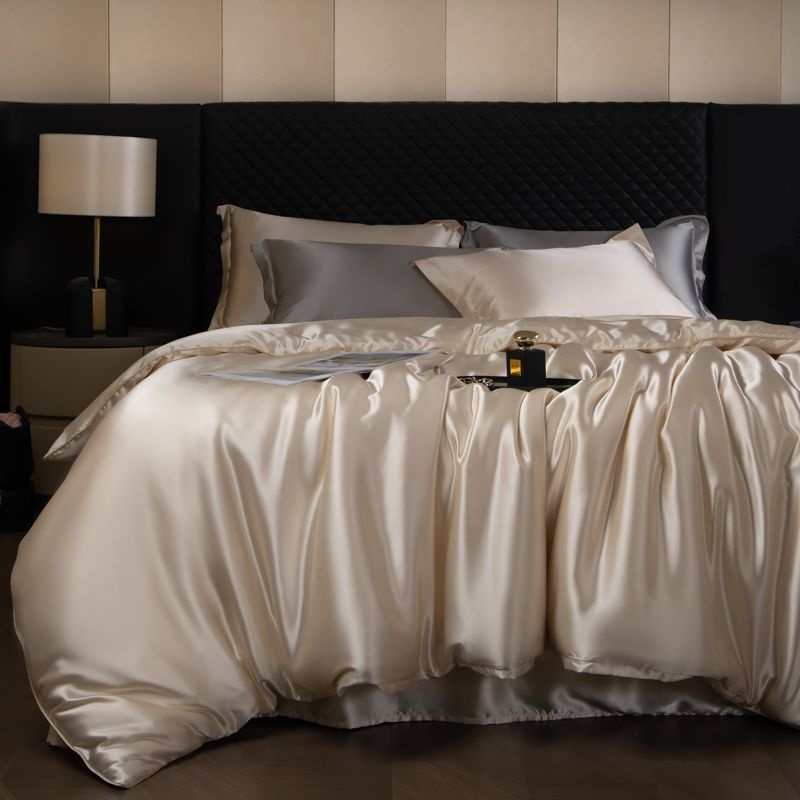 Luxury Mulberry Silk 4-Piece Bedding Set - Premium Soft Satin Duvet Cover