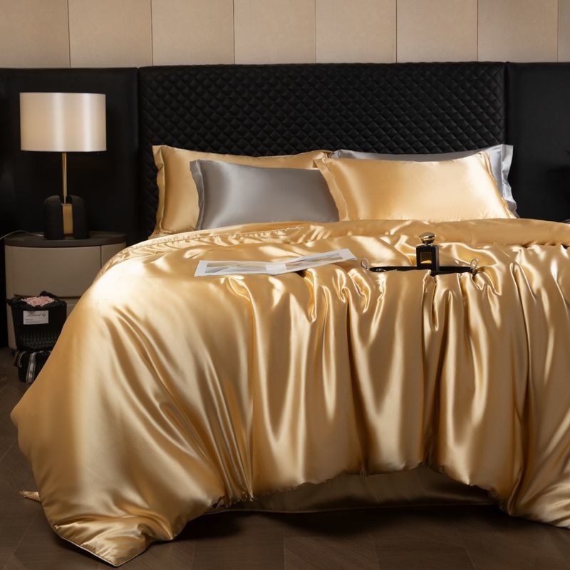 Luxury Mulberry Silk 4-Piece Bedding Set - Premium Soft Satin Duvet Cover