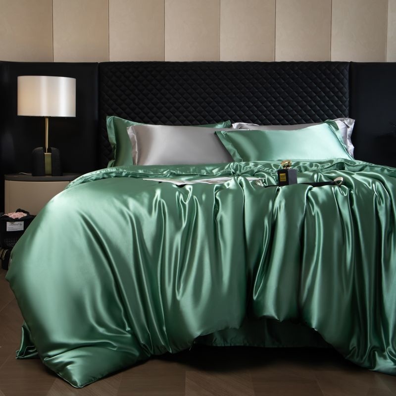 Luxury Mulberry Silk 4-Piece Bedding Set - Premium Soft Satin Duvet Cover