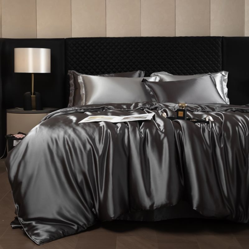 Luxury Mulberry Silk 4-Piece Bedding Set - Premium Soft Satin Duvet Cover