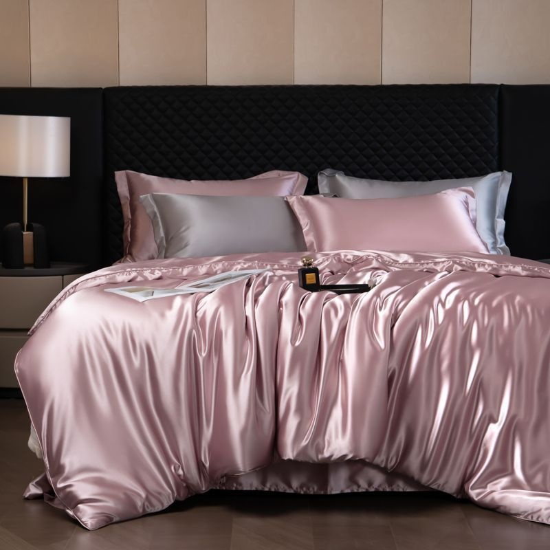 Luxury Mulberry Silk 4-Piece Bedding Set - Premium Soft Satin Duvet Cover