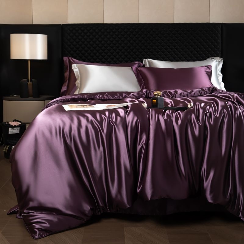 Luxury Mulberry Silk 4-Piece Bedding Set - Premium Soft Satin Duvet Cover