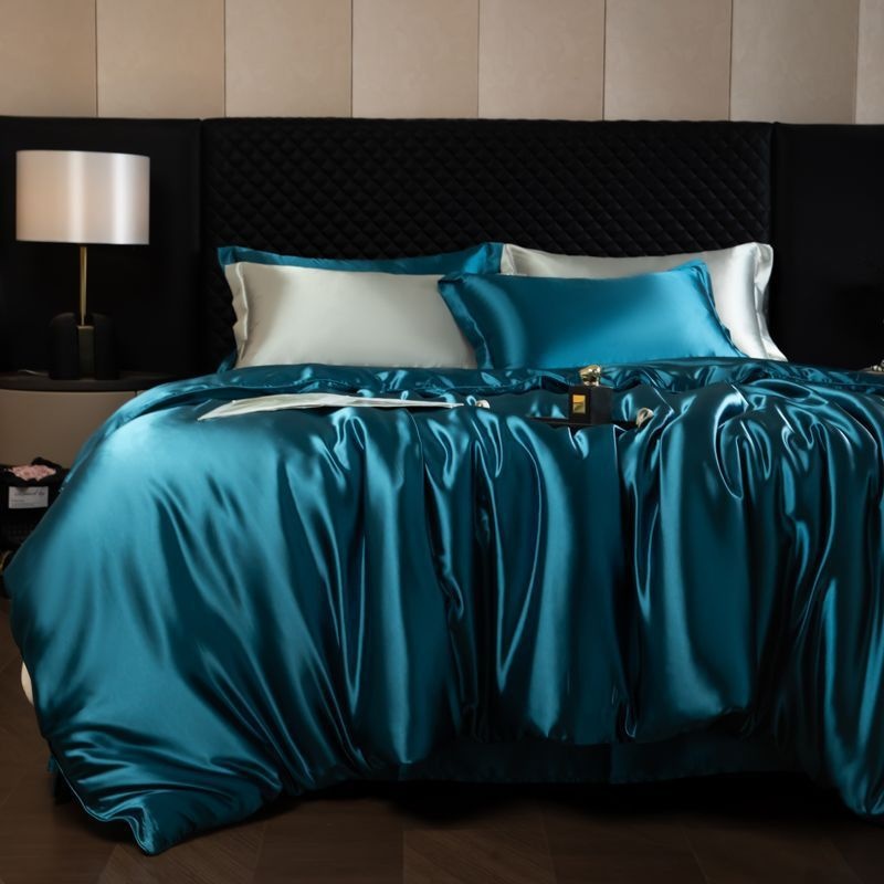 Luxury Mulberry Silk 4-Piece Bedding Set - Premium Soft Satin Duvet Cover