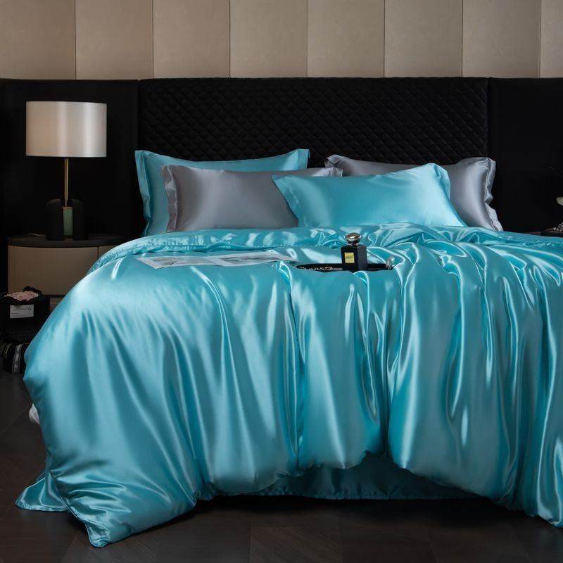 Luxury Mulberry Silk 4-Piece Bedding Set - Premium Soft Satin Duvet Cover