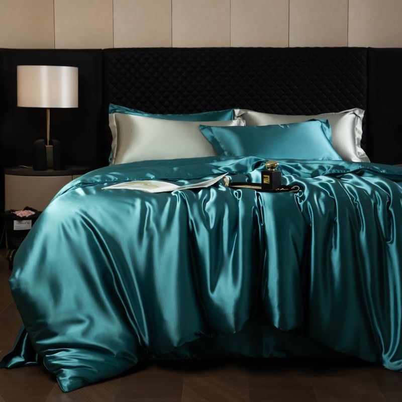 Luxury Mulberry Silk 4-Piece Bedding Set - Premium Soft Satin Duvet Cover