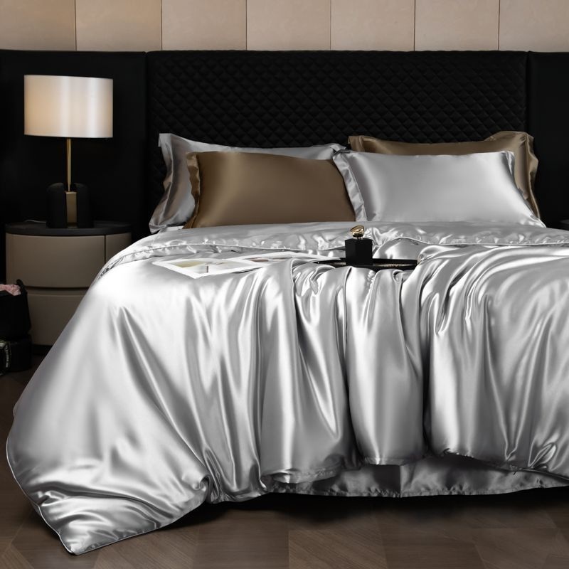 Luxury Mulberry Silk 4-Piece Bedding Set - Premium Soft Satin Duvet Cover