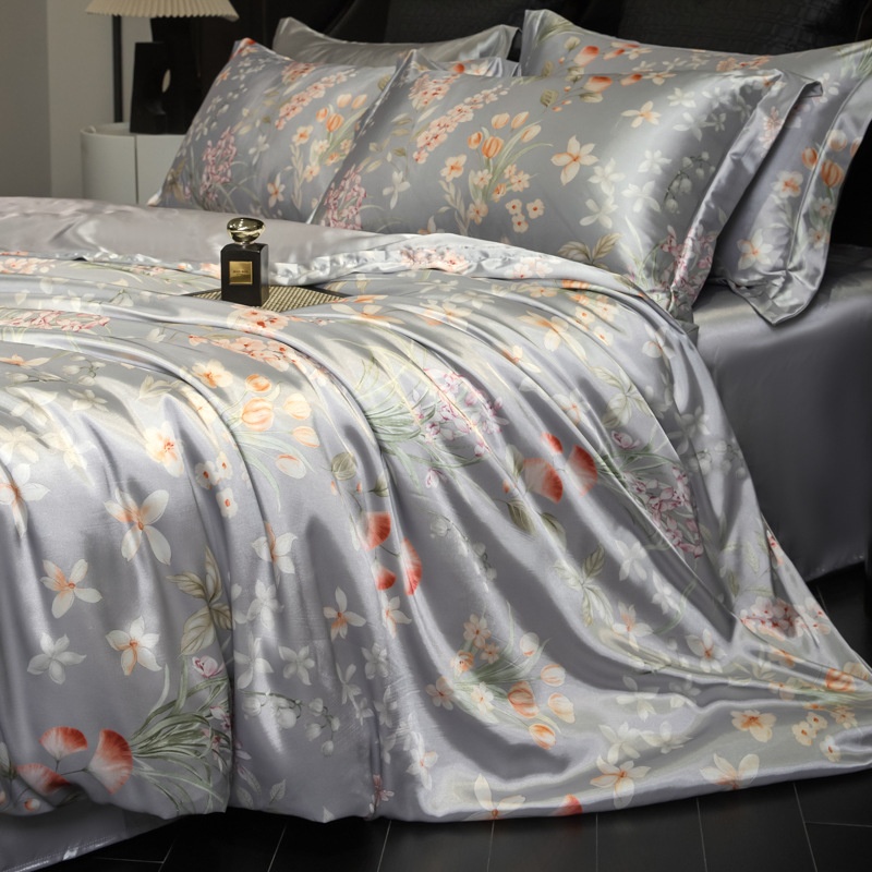 Luxury Mulberry 30 Momme Silk 4-Piece Bedding Set - Premium Floral & Print Collection