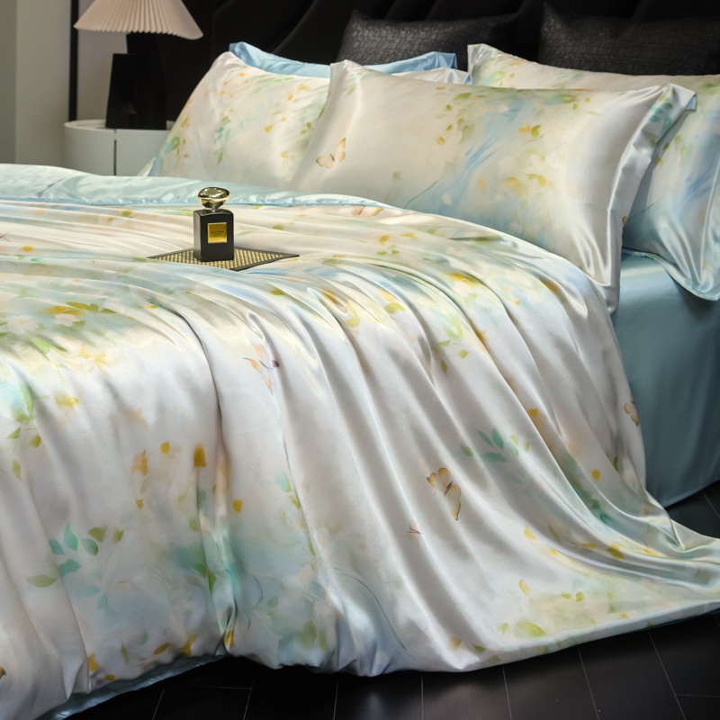 Luxury Mulberry 30 Momme Silk 4-Piece Bedding Set - Premium Floral & Print Collection