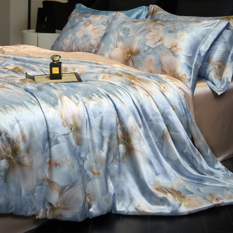 Luxury Mulberry 30 Momme Silk 4-Piece Bedding Set - Premium Floral & Print Collection