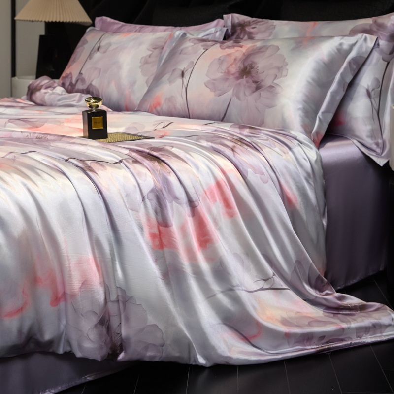 Luxury Mulberry 30 Momme Silk 4-Piece Bedding Set - Premium Floral & Print Collection