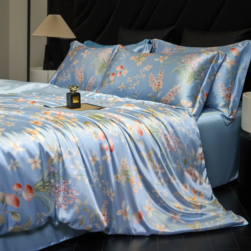 Luxury Mulberry 30 Momme Silk 4-Piece Bedding Set - Premium Floral & Print Collection